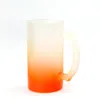 Sublimering 16oz Clear Frostat Glass Öl Muggar Gradient Färg med handtag Portabel Sodabel Pop Kan Kaffe Mjölk Juice Vattenkoppar B1