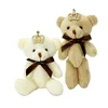 Горячая распродажа 12 шт. / Лот галстук бабочка 13 см мини медведь куклы плюшевые фаршированные игрушки, девочки подарок на день рождения маленький кулон, фаршированные плюшевые животные lj200902