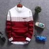 Camisolas masculinos Auytumn Winter Men Bottoming Sweater 2021 Moda Patrlovers de retalhos masculino Tendência casual Slim Fit Roupas Jumpers