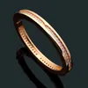 Europe America Fashion Style Lady Women Titanium steel Engraved B Letter Singlle Row Diamond Bangle Bracelet 3 Color4268065