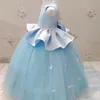 2020 bleu ciel pas cher robes de fille de fleur robe de bal Tulle petite fille robes de mariée pas cher Communion Pageant robes robes