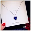Lyxig vintage halsband pendlar för kvinnor 925 Sterling Silver Sapphire Blue Cubic Zirconia Clavicular Chain Fine Smycken Q0531