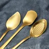 304 Stainless Steel lovely strawberry Spoon Cute Ice Cream Dessert Scoop Pudding Coffee stirring Spoons Gold Color Butter Knife T9I001734