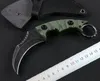 Högkvalitativ fast blad Karambit Utomhus Taktisk Claw Knife D2 Satin / Stenvaskblad Full Tang G10 Handtag med lädermantel