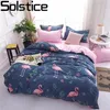 Solstício dos desenhos animados rosa flamingo conjuntos de cama 3/4 pcs geométricos padrão de cama de cama de camas de edredão capa de cama filluchases capa conjunto lj200818