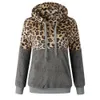 Leopardo Teddy Camisola Com Capuz Sherpa Sherpa Pullover Novo Plus Tamanho 5XL Fluffy Feece Suéters Feminino Leopardo Quente Streetwear 201030