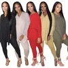 Höstvinterkvinnor Solid Color Outfits Loose Hoodies Top+Pants Two Piece Set Casual Plain Tracksuits Plus Size Sportswear Jogging Sude 4004