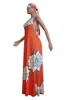Sexig halter blommor print klänning damer klänningar avslappnad mode strand klänningar för kvinnor inkluderar turban