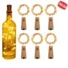 String led Wine Bottle with Cork 20LED Lights Battery for Party Wedding Christmas Halloween Bar Decor Warm White Y201020