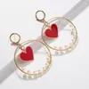 Hoop Huggie Fashion Design Punk Gold Red Acrylic Heart Lips Pearl Drop örhängen för kvinnor Boho Big Earring Christmas Jewelry Gif295V