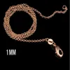 Moda 1mm 18K Gold Batilhed 925 Sterling Silver o Chain Chain Collo Jewelry Chain Gold Rosa 1824 polegadas5824116