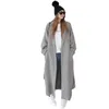 Lâche Automne Hiver Laine Trench-Coat Pour Femmes Casual Rayé Vintage Manteau De Laine Long Coupe-Vent Cardigans Split Casaco LJ201106