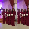 Bury African NUEVOS Vestidos de dama de honor Mermaid Mangas largas Vestido de invitado Vestidos de boda formales elásticos
