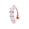 Opal navel ringar anti allergi kirurgisk stål mage knapp ring diamonte dangle reverse belly bar för kvinnor