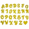 Chenille Embroidery Letter patch A To Z 27 pcs heart shape Towel applique set Iron on Sew On Gold Custom Name Patches For Clothing2504