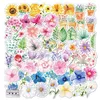 Etiket 60 Parça Çiçekler Bitki Elemanları Yok Bagaj Çıkartmalar Su Geçirmez Pet Yapışkan Çıkartmalar
