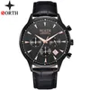 Mens Watches Fashion Casual Luxury Chronograph Quartz Watch Men Leather Sport Military Wristwaches reloj de los hombres