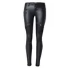 Logami Faux Leather Pant Elastic dragkedja byxor Byxor Leren Broeken 220226