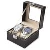 Standard 2/3/6/10/12 Slots Leather Watch Display Boxes Watch Storage Box organizer holder Black Watch Storage Jewelry Box T200523