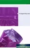 100ピースの光沢のある紫色の食料品小売りアルミホイルジッパーロック包装袋香りの茶マイラーヒートシールの収納包装袋