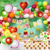 Tutti Frutti Party Decorations Set for Kid Happy Birthday Banner Fruit Foil Balloons Party Hawaiian Party Decoration Baby Shower T326i