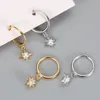 Orecchini di design di gioielli in argento sterling Hoop Huggie 925 Minimalista stella ottagonale con borchie