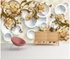 Aangepaste foto wallpapers voor muren 3d muurschildering behang moderne gouden sieraden bloem vlinder 3D slaapkamer zachte pack TV achtergrond muur decor