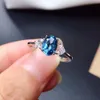 Natural Topaz Ring S925 Sterling Silver London Blue Topaz Lady Gem Ring Simple Style Ring Y1124192Q