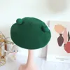 DIY 베레모 모자 여성 가을 ​​양모 펠트 화가 모자 동물 개구리 레트로 아트 수제 따뜻한 겨울 두꺼운 1