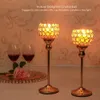 Crystal Tealight Candle Holders Metal Glass Candlesticks Wedding Table Centerpieces do dekoracji domu Hogar Moderno T200703