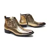جلد طبيعي منخفض الكعب البريدي مزدوجة مشبك أحذية الكاحل الأزياء الذهب منحوت أكسفورد أشار تو مارتن الأحذية كبيرة الحجم