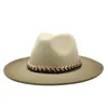 sombreros de fieltro color birm color de gradiente con cinturón de cadena sombreros de invierno hombres mujeres caballerías vintage jazz women6874767