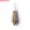 WOJIAER pendentif goutte de pierre naturelle perle pointue hexagonale rhodonite jaspe pendentifs simples pour collier femmes bijoux chaîne BO942