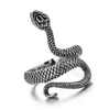 Retro Punk Snake Ring for Men Women Exaggerated Antique Siver Color Opening Adjustable Rings