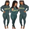 Women Two Pieces Outfits Designer Tracksuits Platform Sexy Ladies Wear Pearl Gold Stamping Printed Autumn And Winter Casual Sportwear