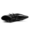 イタリアタイプの男性ブーツボタスホムレ尖ったブラックレザー足首ブーツ男性Zapatos de Hambre Bocklesビジネスブーツ男性