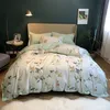 Pássaros Floral Duveta Cobertura Conjunto HD Impressão Chic Blooming árvores Ramos Egípcio Algodão Cama cama Cama Fronhas Rainha King Size 201114