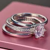 2020 Female White Bridal Wedding Ring Set Real Sterling Silver 925 Jewelry With Zircon Stone Engagement Rings for Women