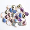 Natural Stone charms Shimmer amethysts section water drop shape gold color Connector pendants for necklace jewelry making