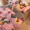 Printed magic fleece winter duvet velvet quilt flower warm comforter stripe bed cover flannel throw blanket 1 LJ201015