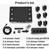 Bathroom Black Shower Set Ceilling LED Rainfall ShowerHead Panel Thermostatic Diverter Mixer Faucets With Massage Body Jets