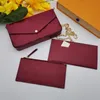 Fashion top quality lady purse designer three-piece luxury leather interior compartment card money letter flower pattern with box