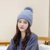 Beanie/Skull Caps Winter Hat Warm Imitatie Fur All-in-One Female Cap's Fashion Solid Color Wide Cuff Youth Beanie Double