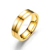 Nieuwe diamant roestvrijstalen groove ring Gold Engagement Wedding Rings Band for Men Women Fashion Jewelry Will en Sandy