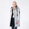 Veste d'hiver femmes argent holographique paillettes grande taille longue femmes manteau d'hiver à capuche épais doudoune Parka 201214