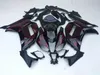 Spritzgießmold Verkleidungskörper Kit für Kawasaki Ninja ZX6R 636 07 08 ZX 6R 2007 2008 Rote Flammen Schwarze Verkleidungen Bodywork + Geschenke KB37