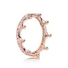 Kakany Nowy S925 Sterling Silver Rose Gold Round Crown Heart Shaped Clover Ring Oryginalny Wysokiej Jakości Biżuteria DIY