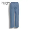 Mode Chic Femme Jeans taille haute droite mignon femme denim pantalon long pantalon vintage marguerites imprimé femmes jeans 201029