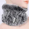 Kvinnor Real Rex Fur Scarf Hand Sticka Bra Elastisk Real Rex Fur Headband Vinter Varm Mjuka Lady Ring Scarves