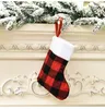 Bas de Noël Plaid Buffalo Chaussettes en peluche suspendue Pendentif Suspensant pour la fête de la fête de Noël en famille Decoration HH9-3651